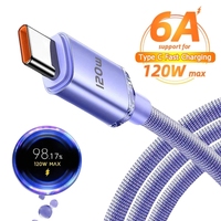 6A 120W USB Type C Super-Fast Charge Cable for Huawei P40 P30 Honor USB-C Nylon Charger Data Cord for Xiaomi Mi POCO Samsung
