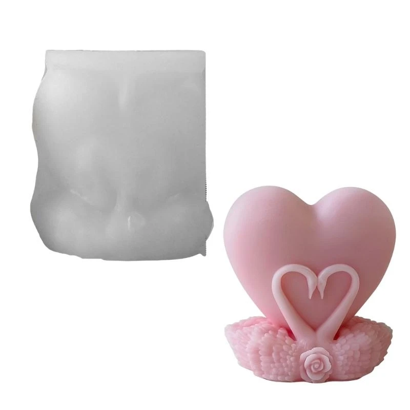 

Stylish Lovely Heart Cygnus Flexible Silicone Mold Designs Portable Accessory for Making Gypsum and Resin Home Accent