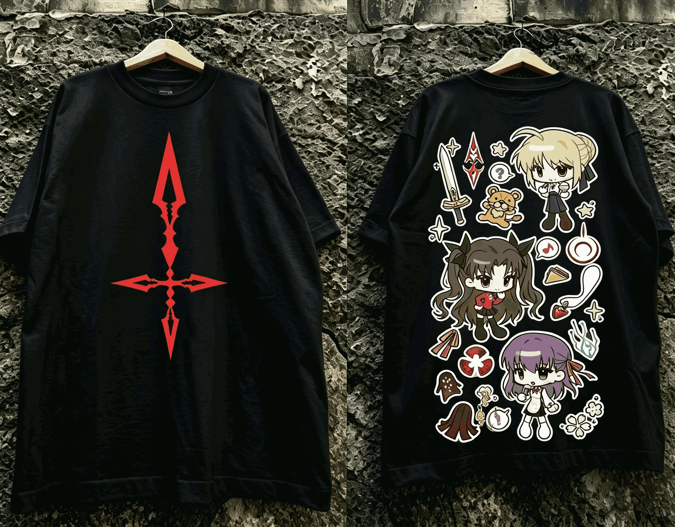 Fate stay night Unisex Casual Fashion T-shirt High Street Oversized Unisex T-shirt Streetwear Trendy Cotton Couples Breathable