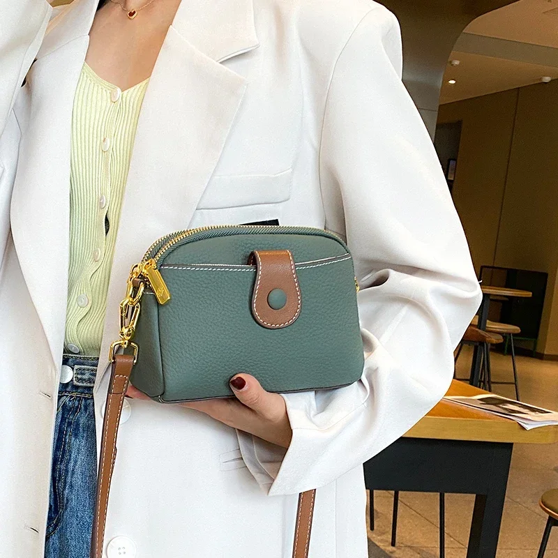 

Women's Cow Genuine Leather Crossbody Bag Female Fashion Designer Luxury Handbag Ladies Small Square Retro Cowhide Shoulder Bags