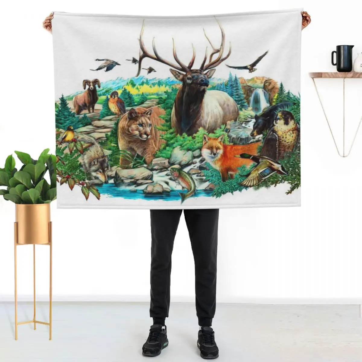 Wildlife Collage Throw Blanket Thermals For Travel valentine gift ideas Plaid Shaggy wednesday for sofa Blankets