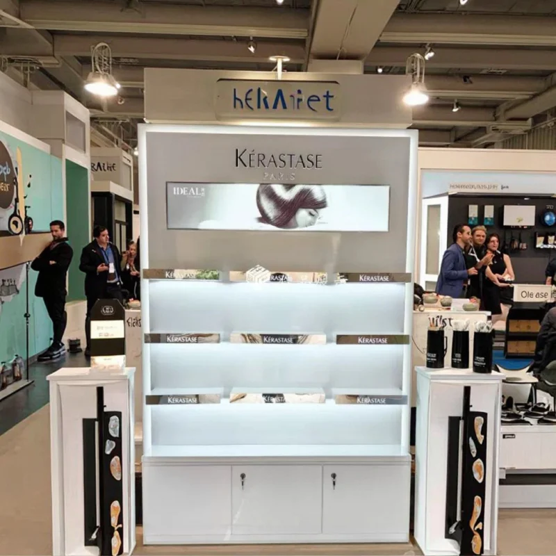 custom.Cosmetics, Mobile Phones, Watches, Jewelry with LED Light Strips and Advertising Paintings, and Polished Wooden Counte