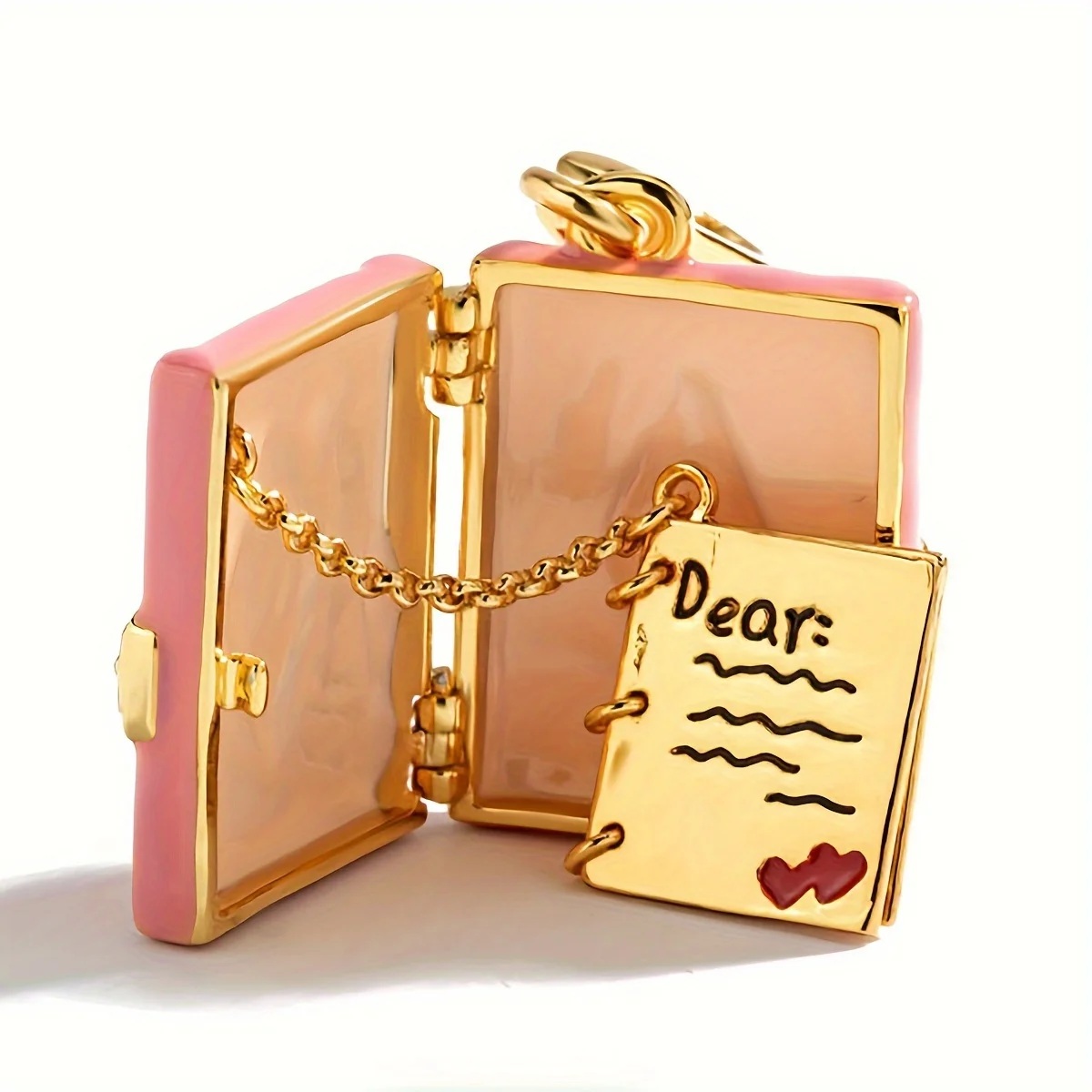 1Pcs Fashion Chic Pink Notebook Love Letter Openable Pendant Necklace For Women Luxury Sweet Elegant Party Valentine Gift