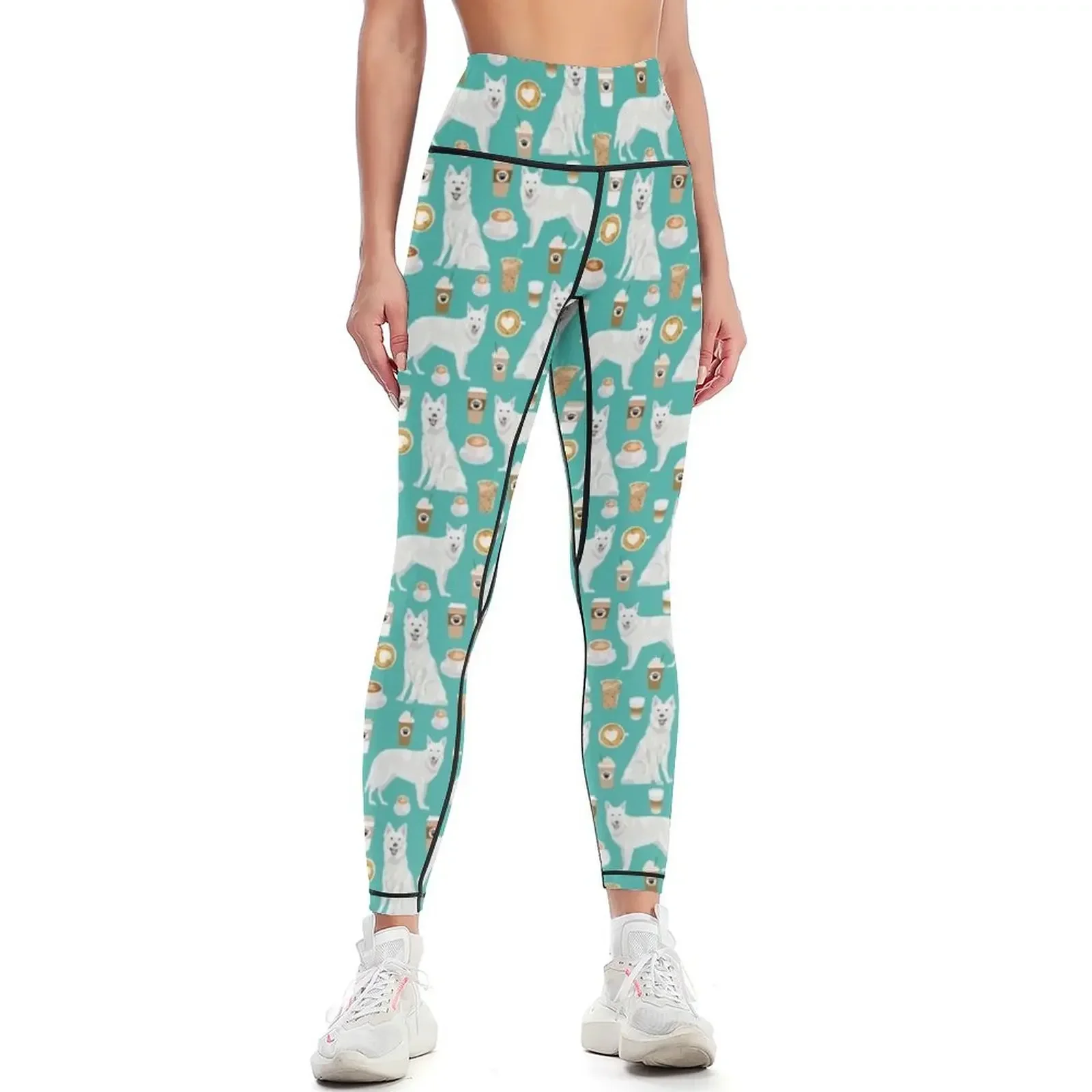 

White Shepherd dog breed White German Shepherd coffee coffees pet friendly turquoise by PetFriendly Leggings
