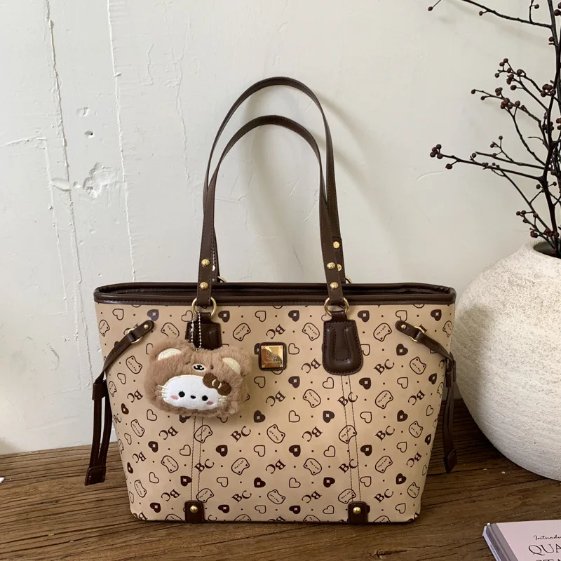 

2025 New Print Tote Bag for Women, Vintage Shoulder Bag with Top Handle, Textured Crossbody Purse, Spacious & Minimalist​