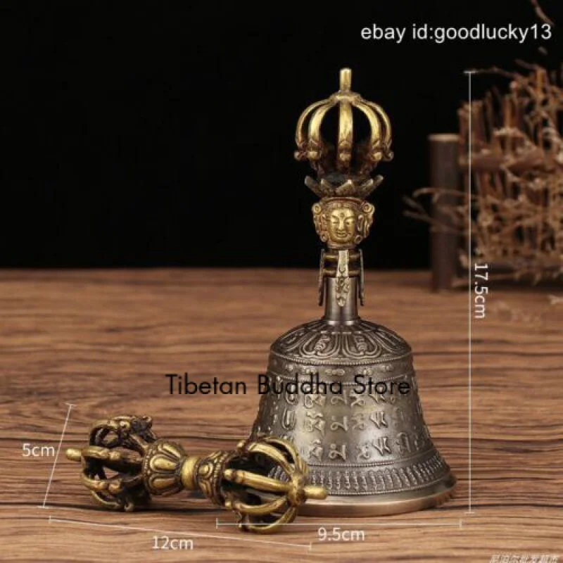 Bronze Tibetan Buddhism 9 Pronged Bell 7