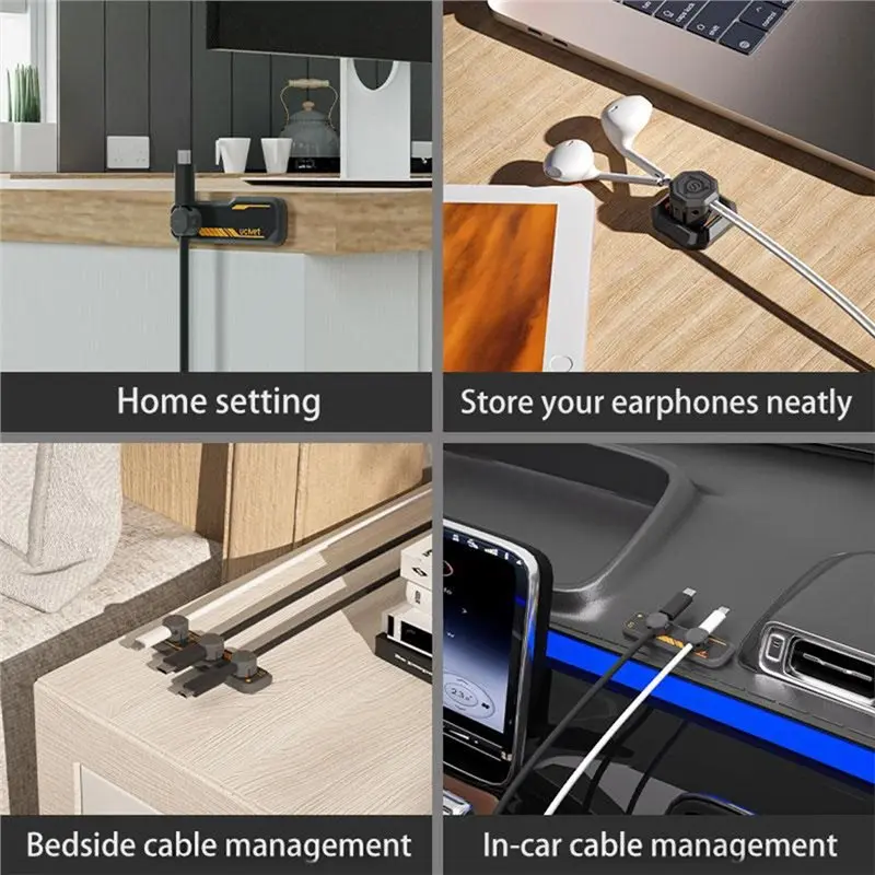 [NEW A09R!】 USB Charging Cables Clip 4 In 1 Magnetic Cable Organizer Protector Desktop Tidy Holder For Cord Earphones Mouse