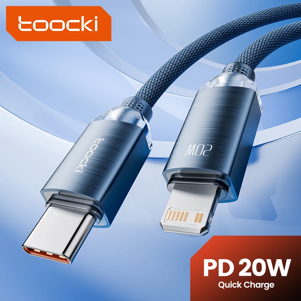 Toocki USB Type C Cable For iPhone 14 13 12 11 Pro Max XS XR iPad PD 27W/20W Fast Charging Type C To iP Cable Data For iPhone X