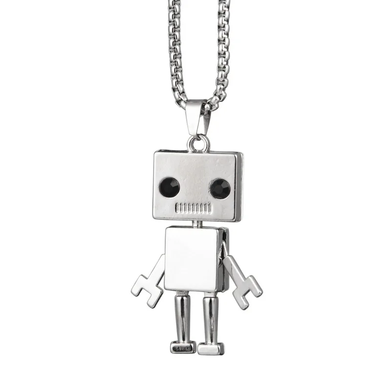 Fashion Robot Necklace Men Women Trend Hip Hop Street Dance Jump Deer Accessories Adjustable Limbs Robot Pendant