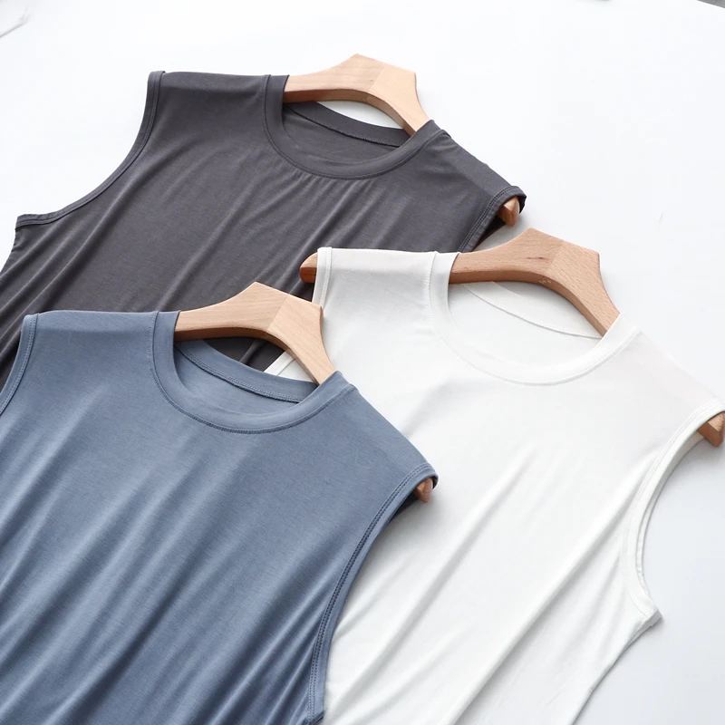 Modal Men's Tank Top Thin round Neck Sleeveless Summer Base Shirt  Color Versatile Large Size Casual Top
