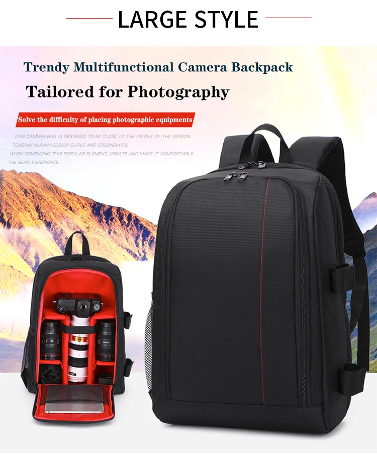 Digitalkamera-Rucksack, Outdoor-Kameratasche mit großem Fassungsvermögen, Laptop-Rucksack, multifunktionaler praktischer Rucksack – Detail 2