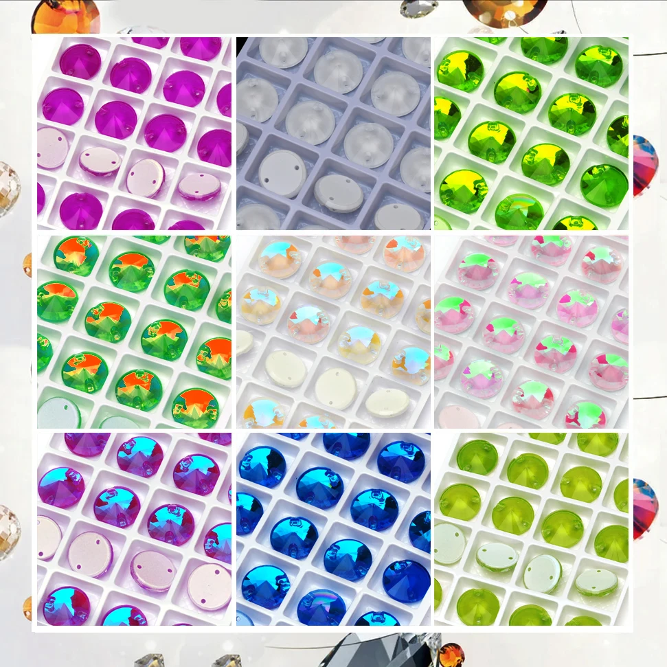 Wholesale Rivoli New K9 Neon Strass Edges with chamfers Glass Crystal Sewing Stones Flatback Sew on Rhinestones For DIY Garment