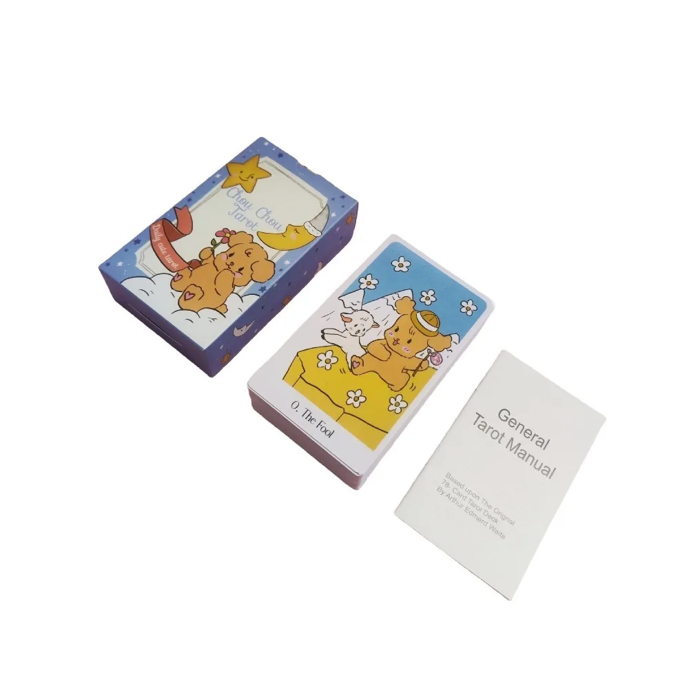 12*7cm Cute Dogs Tarot Deck 78 Pcs Chou Chou Tarot Cards with Guidebook for Beginners Kawaii