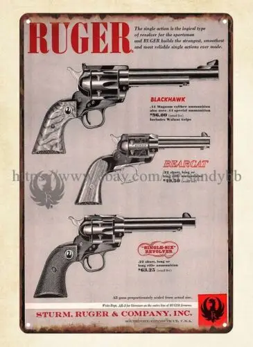 1957 RUGER Blackhawk Revolver bearcat metal tin sign cafe bar wall decor 1pc sign
