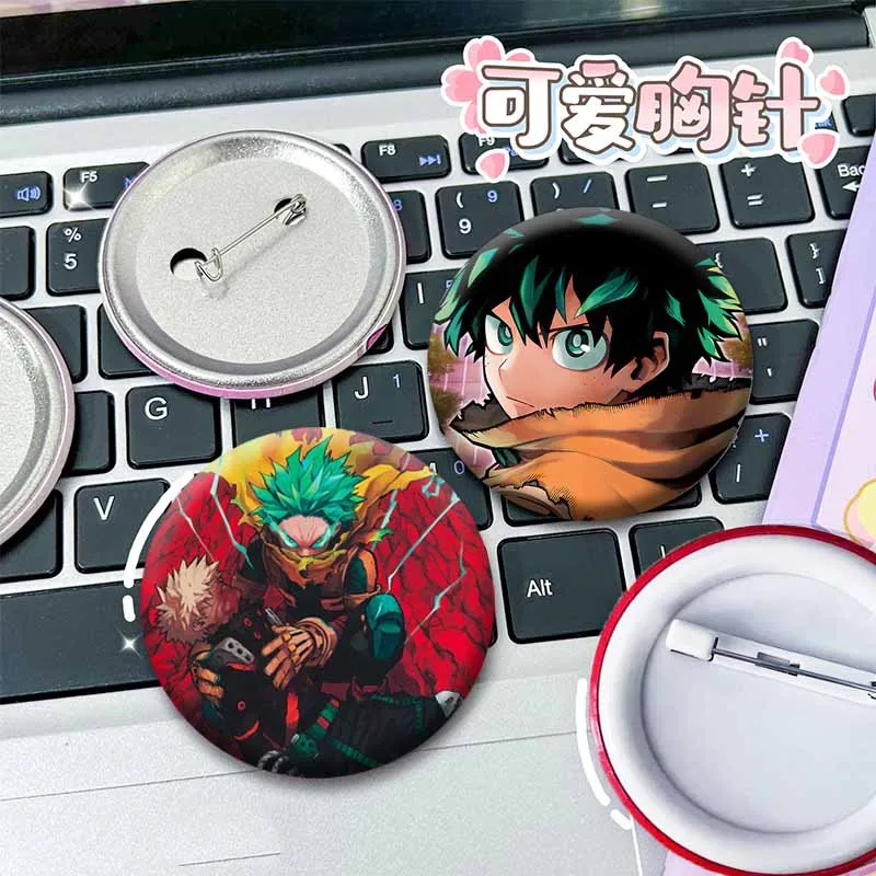 My Hero Academia Izuku Midoriya Todoroki Shouto Tinplate Round Badge Anime Figure Button Pin Cute Cartoon Brooch for Bag Clothes