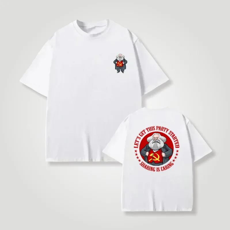 Karl Marx Workers Unite Communism Marxism Socialism Graphic Printed T Shirts Streetwear Short Sleeve Summer Style Man T-shirt