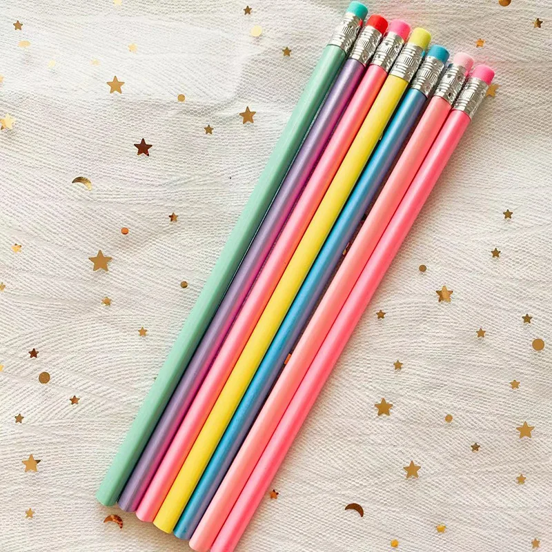 10pcs Kawaii Macaron colors Wood Pencil kids Drawing Pencil School items Cute Stationery Wooden pencils Stationary No logo