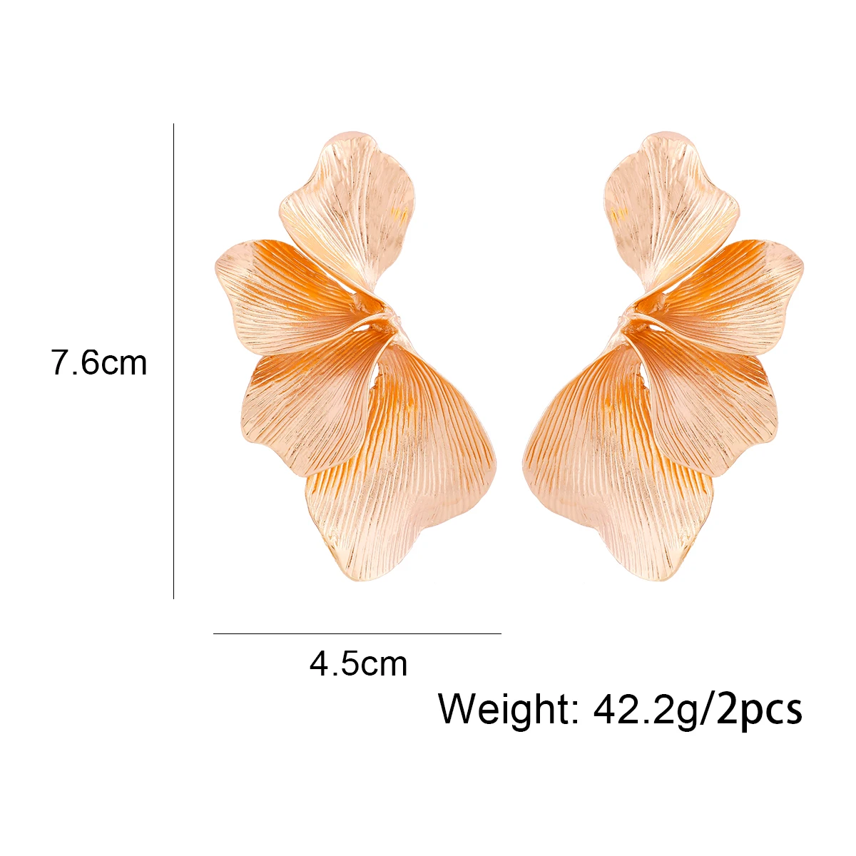 2024 New Irregular Metal Plant Petals Earrings for Women Fashion Holiday Party Jewelry Gifts