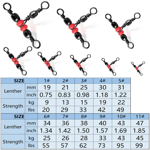 Imagen 2 del producto Tres conexiones swivels tackle 25 a 100 PCS tubo giratorio en forma de T swivels conector de línea de pesca swivels tres conexiones de línea cruzada swivels accesorios de pesca