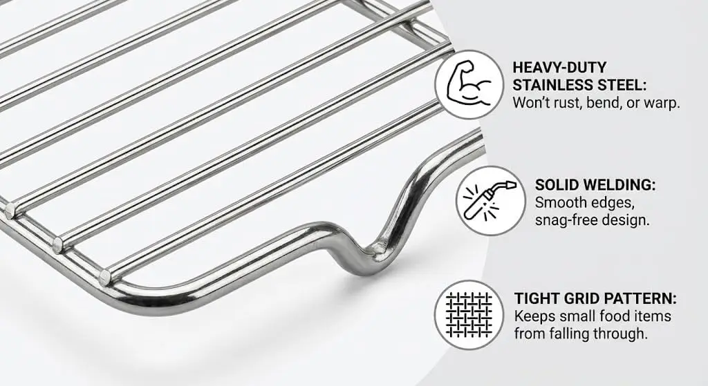 2-Pack Stainless Steel Cooling Racks for Baking and Roasting, Fits Quarter Sheet Pan, Oven Safe & Dishwasher Safe, Heavy Duty Ba