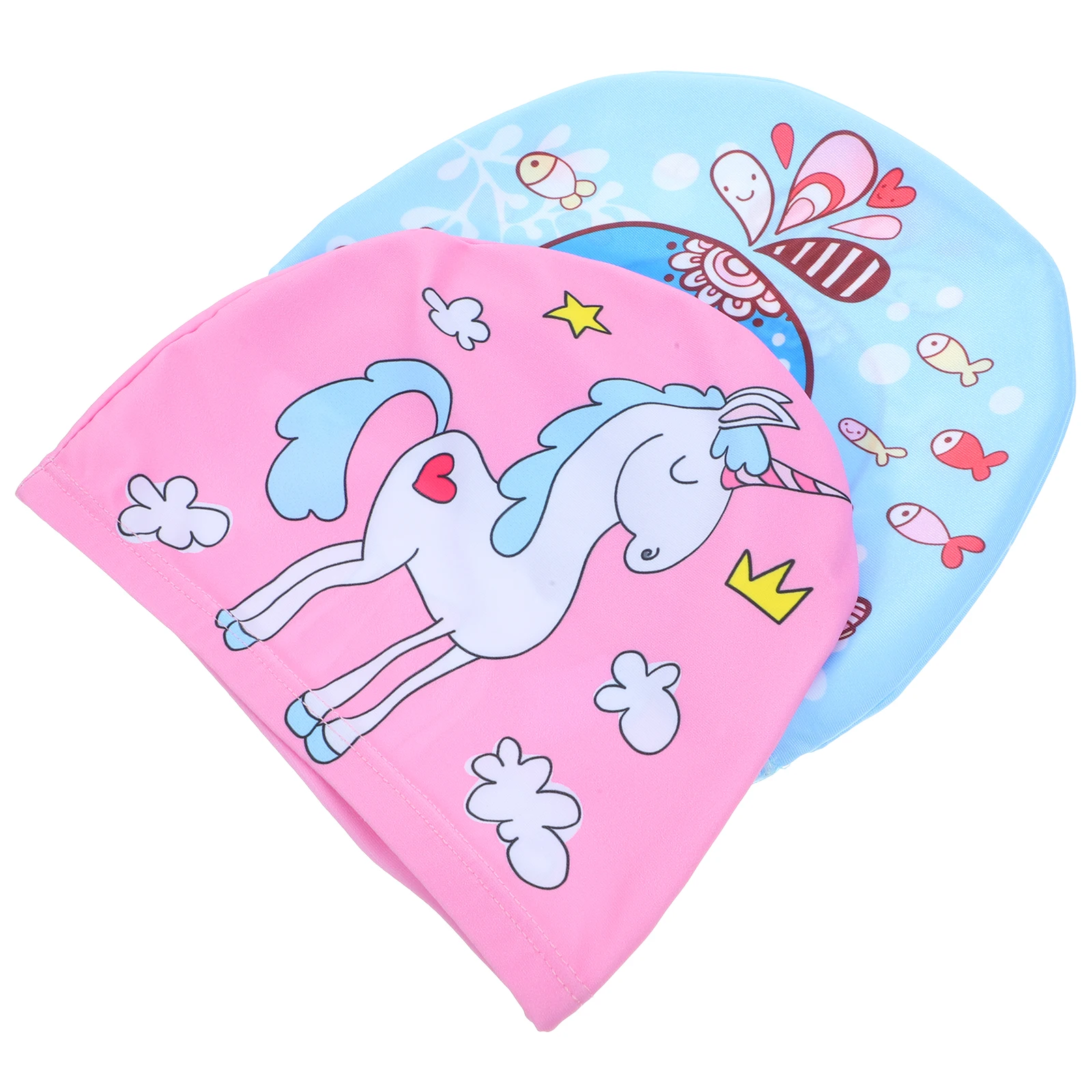 

2 Pcs Kids Swimming Cap Children's for Elasticity Hair Care Women Girls Swimsuit Boy