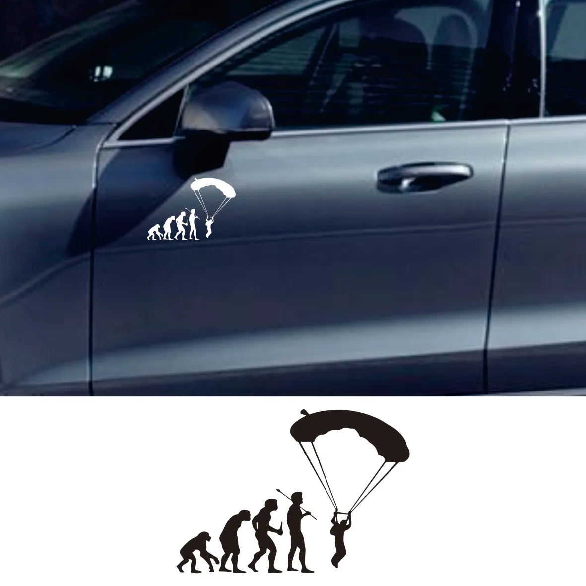 JP Skydiving Evolution Car Decal | Waterproof Human History Design Sticker for Cars & Motorcycles
