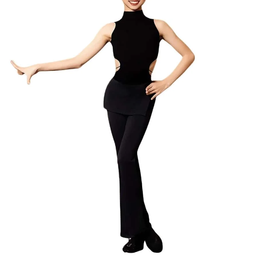 

Children's Latin Dance Practice Wear Sleeveless Sleeve Backless Leotard + Tassel Skirt/Flared Pants Salsa Tango Ballroom Outfit