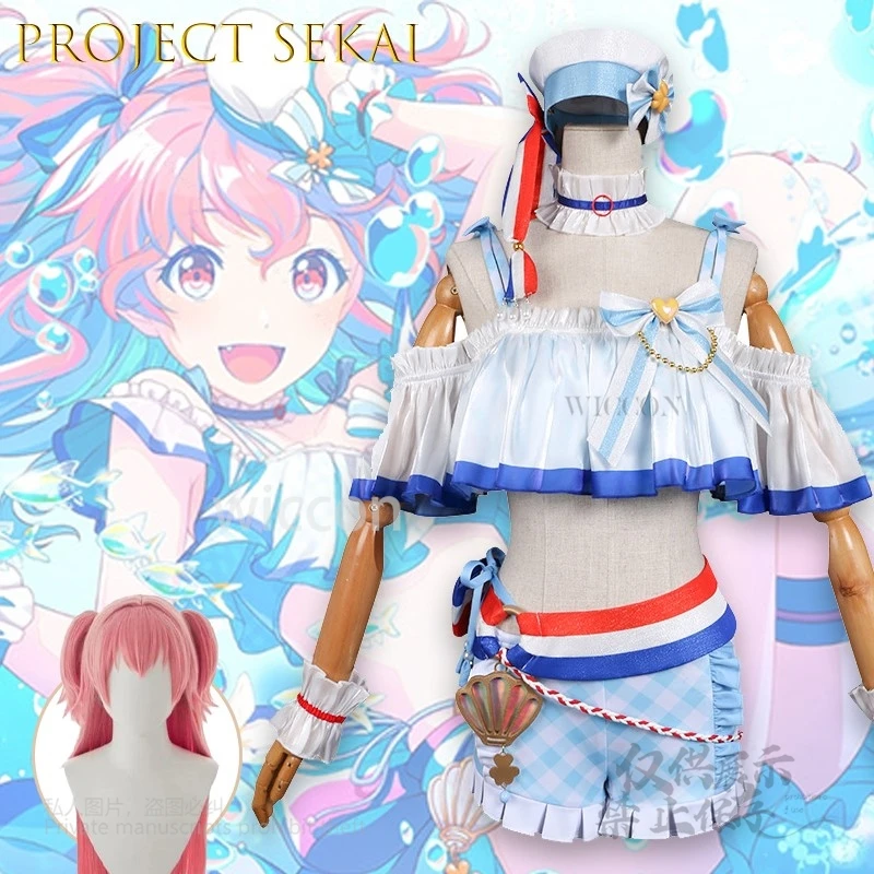 

Anime Project Sekai Game MMJ Airi Momoi Swimwear Cosplay Costume Parasol Soda Full Set Halloween Kawaii Swimsuit Cosplay Summer