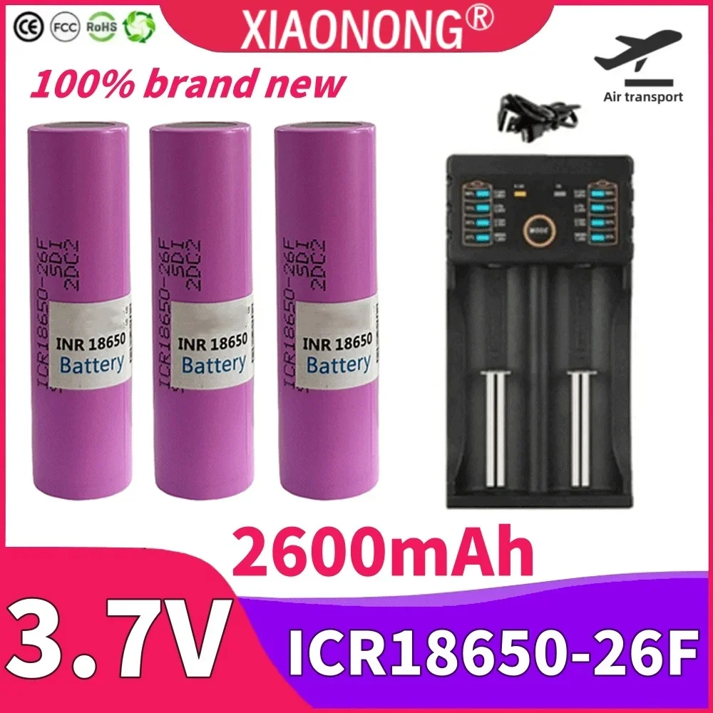 

ICR18650-26F Large Capacity Rechargeable Lithium Battery 3.7V 2600MAH Suitable for All Kinds of Electronic Products,With Charger