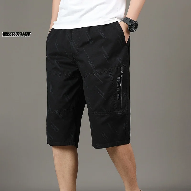

Men's Casual Pants Seven-Five Length Cotton Summer Thin Fashion Print Pure Cotton Shorts Black Workwear Summer Leisur...