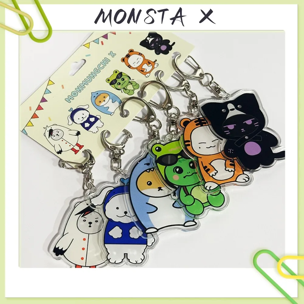 

New Fashion Monsta X 6Pcs/Set Cartoon Animals Acrylic Keyring Gift Pack I.M MINHYNK JOOHONEY Keychain Bag Pendant Birthday Gifts