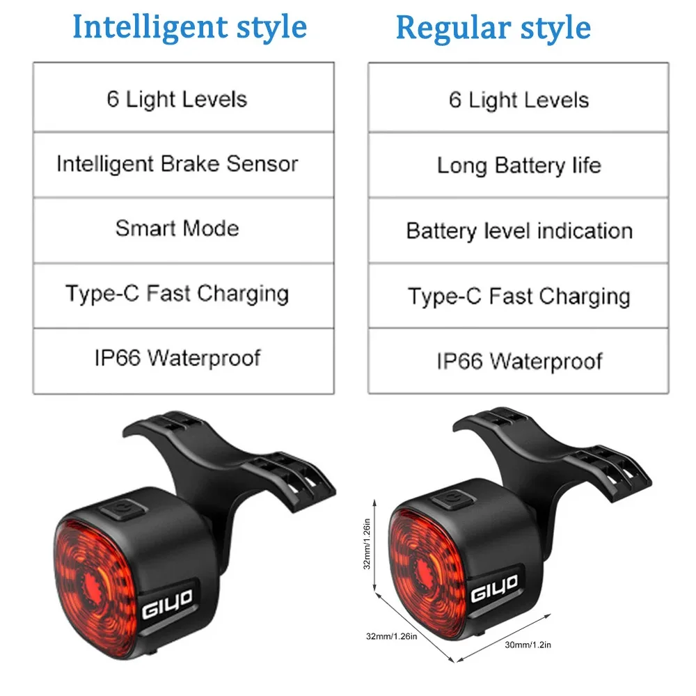 Bicycle Smart Auto Brake Sensing Light Waterproof USB C Charging LED Cycling Taillight Bike Rear Light Accessories