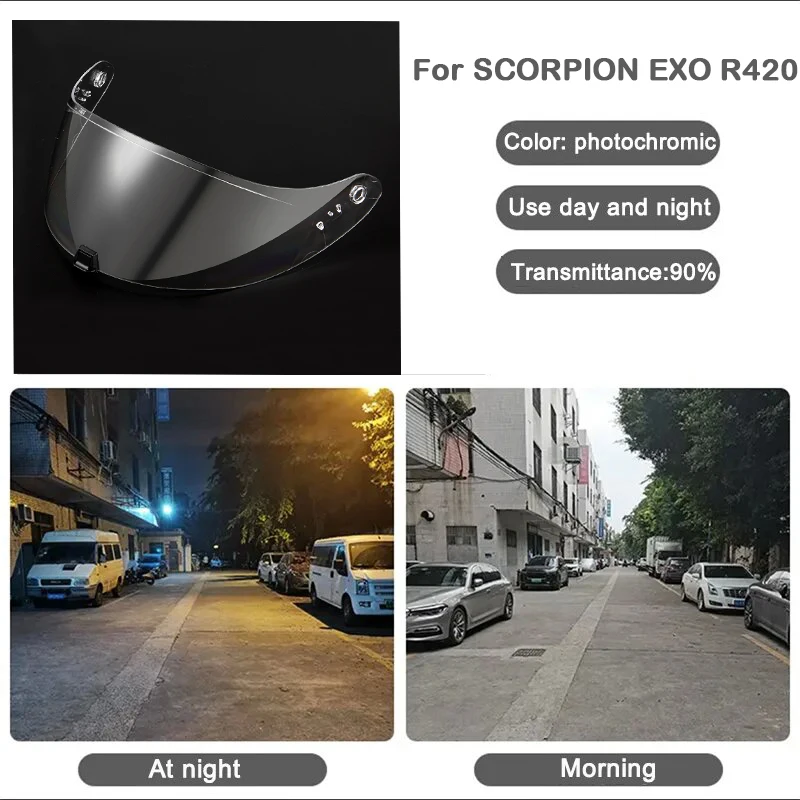 Photochromic Shield Visor Lenses for For SCORPION EXO R420 Visor Full Face Viseira Capacete Racing Helmet Parts
