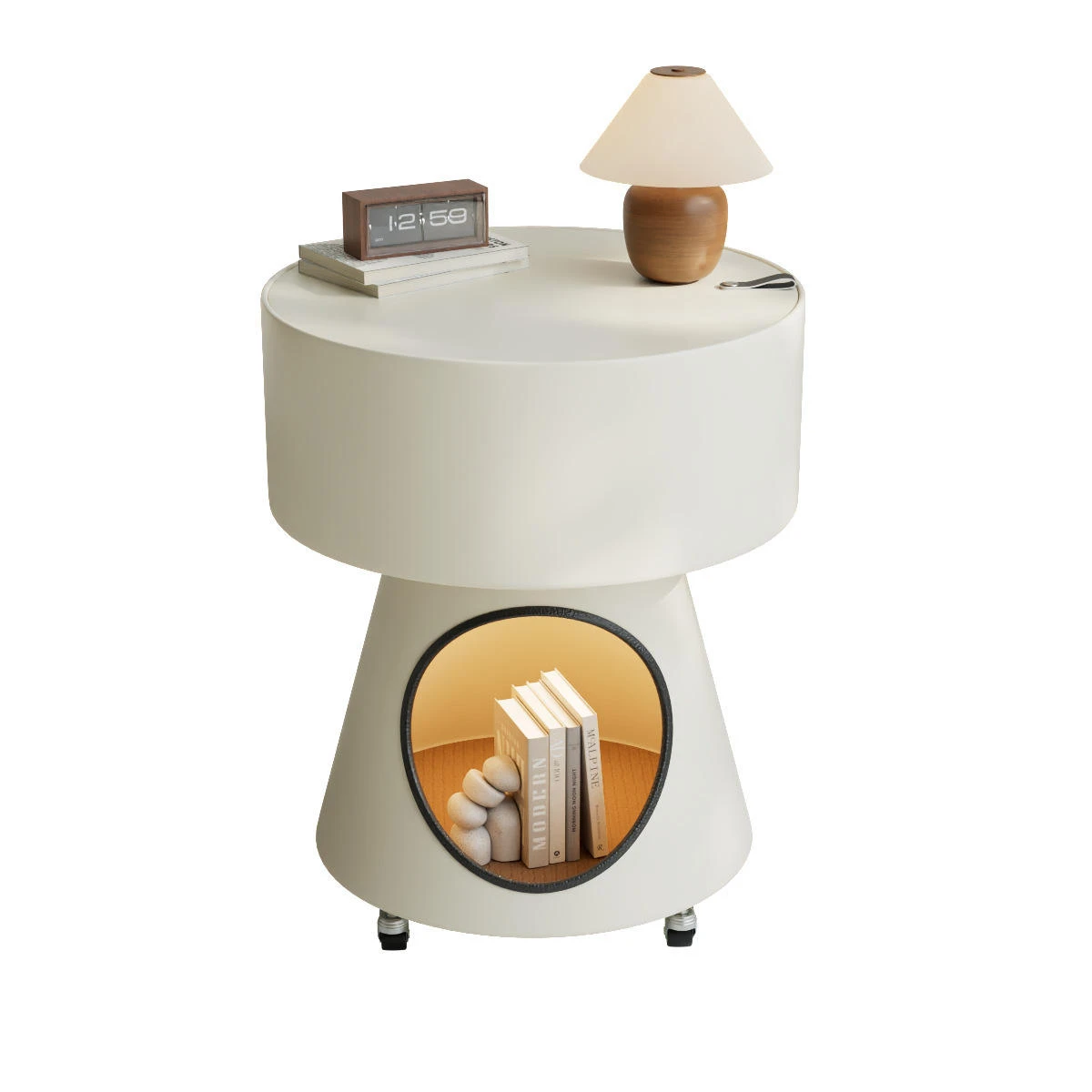 #Creative Side Table With Rolling Casters, Multipurpose End Table For Living Room, Sofa Side & Bedroom Nightstand
