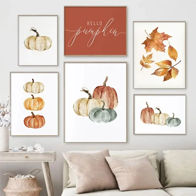 Halloween Herbst Herbst Sprüche Leinwand Poster Hallo Kürbis Zitat Wand Malerei Bilder Kinder Cartoon Kunstdruck Home Decor