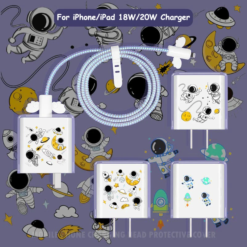 Astronaut Charger Protector Cable Organiser for iPhone Adapter 18W 20W Management Kits Para Celular Cargador Type C Cable Winder - Detail 1