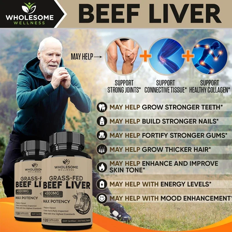 New Zealand Grass-fed Dried Beef Liver Capsules To Support Heart, Brain, Blood, Liver Health and Immune System