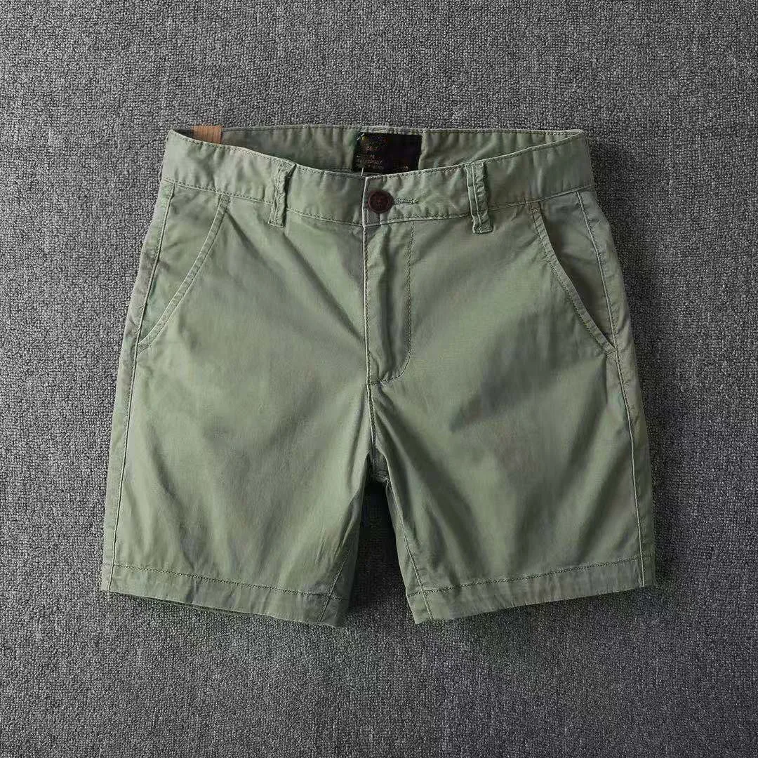 

American Retro Men's Cotton orts Youth Leisure Faion mid Waist Straight Leg Thin Material Pure Color Summer Trendy Brand