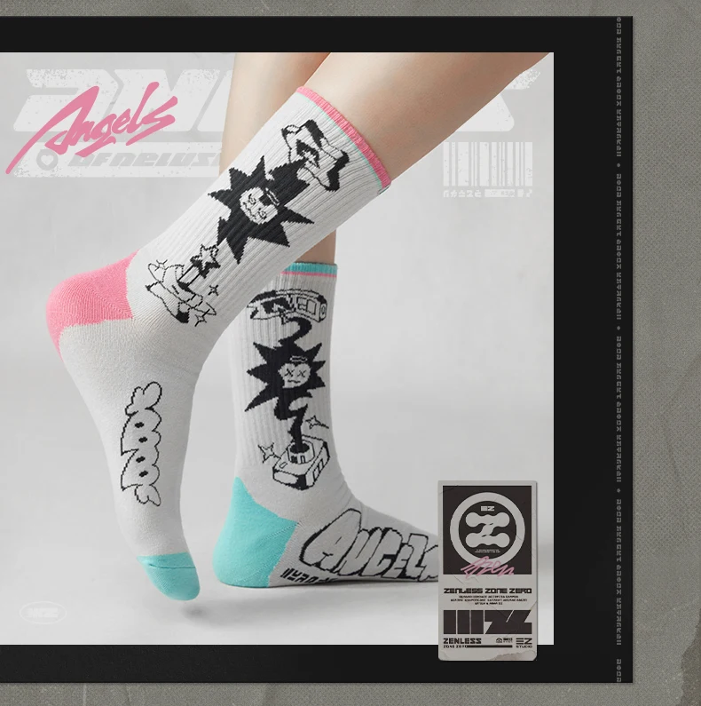 [Original] 3-teiliges Offizielles Spiel Zenless Zone Zero ZZZ LiDu Serie ReDreaming Angel DELULU Cosplay Bedruckte und Bestickte Socken Set – Detail 5