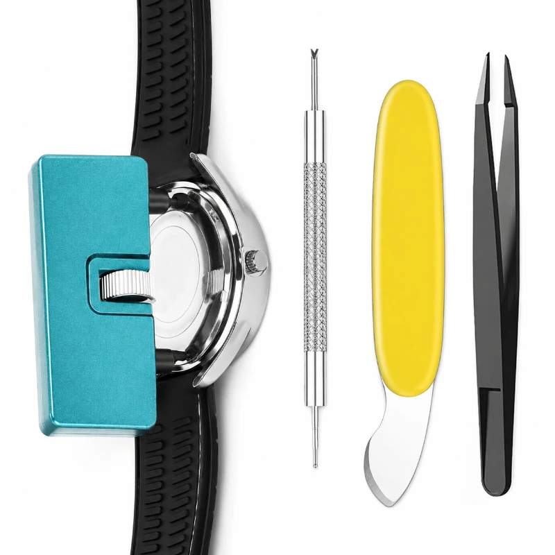 Professionelles Uhrmacherwerkzeug-Set: Uhrenarmband-Entferner, Federsteg-Tool, Pinzette, Uhrengehäuseöffner für Armbandwartung