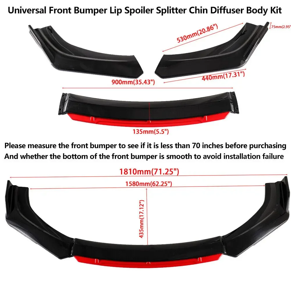 Per Mini Cooper R55 R56 F55 F56 paraurti anteriore Lip Spoiler Splitter nero rosso universale anteriore pala paraurti labbro anteriore