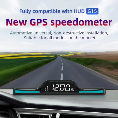 G15 GPS 자동차 HUD 디지털 속도계 MPH KMH 헤드업 디스플레이, 지지대 속도, 위성 타이밍, 모든 차량용 전자 액세서리