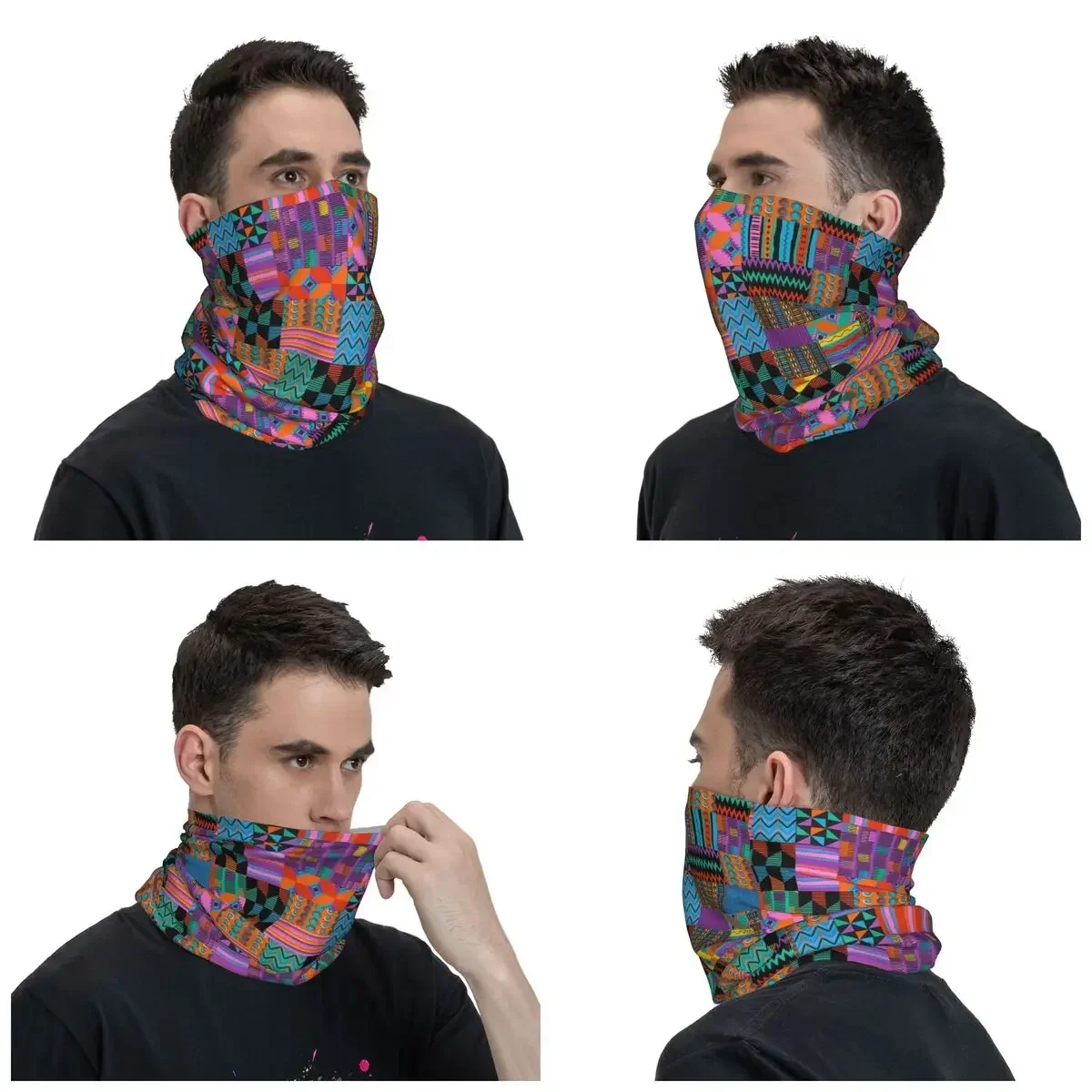 Unique Wax Print Ankara Kente Pattern Bandana Neck Gaiter Windproof Face Scarf Cover Women Men Headwear Tube Balaclava