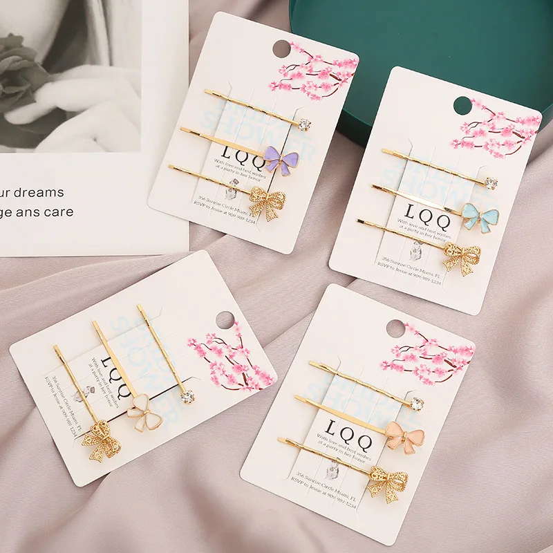 

Cute Geometric Hair Clips Set 3PCS Retro Double Bow Shape Bobby Pins Non-Slip Grip Hair Accessories for Women Daily Party