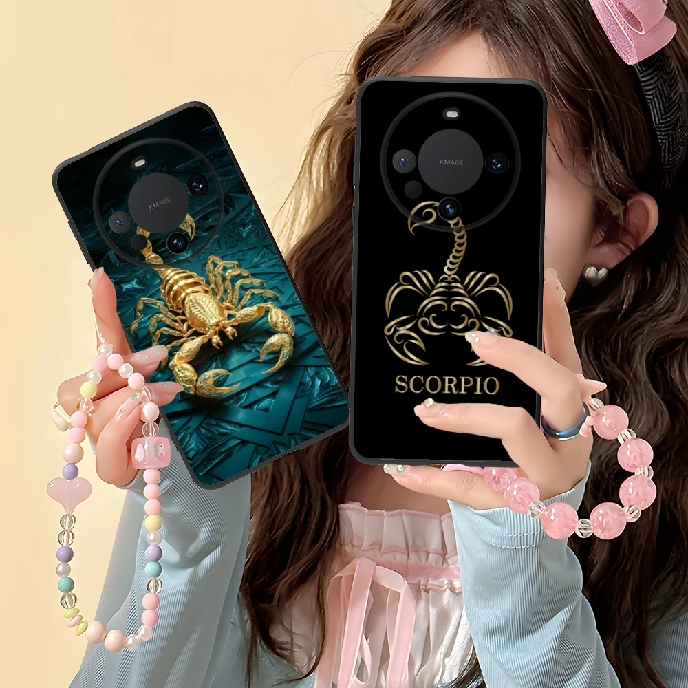 Colored Golden Scorpio Mobile Cell Phone Case for Huawei Mate 60 50 40 30 20 10 Pro Plus Lite E 5G Black Soft Phone Cover Shell