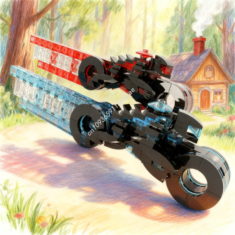 

322 шт. MOC Vehicle Tron Inspired Light Cycle Rider Red Blue Модель игрушки Строительные блоки Архитектура Рождественские подарки Образование