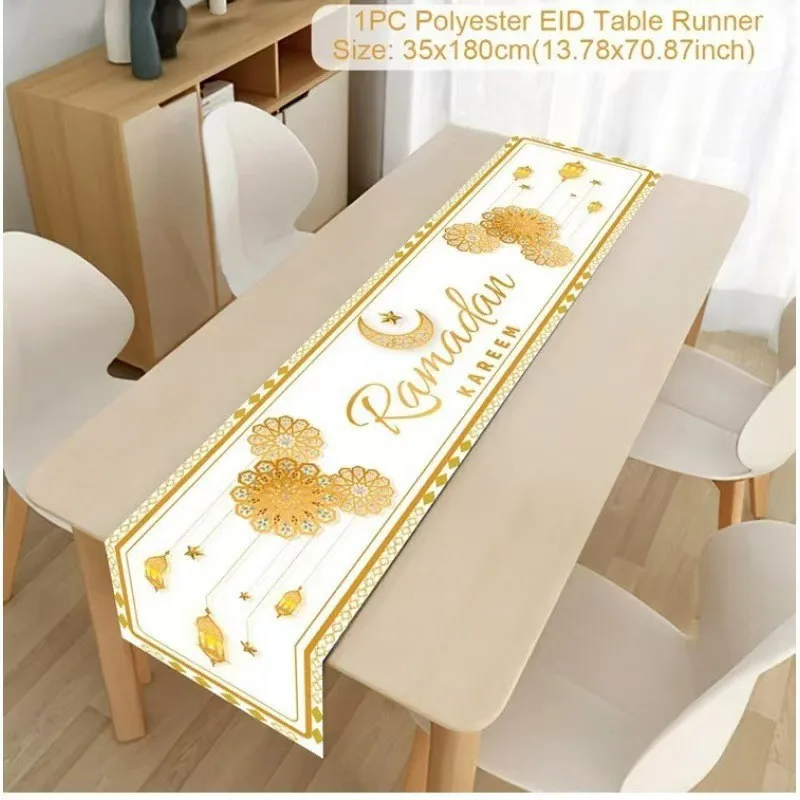 Ramadan Kareem Table Runner Eid Mubarak Decor 2025 for Home Ramadan Mubarak Islamic Muslim Party Eid Al-Fitr Gifts Ramadan Decor