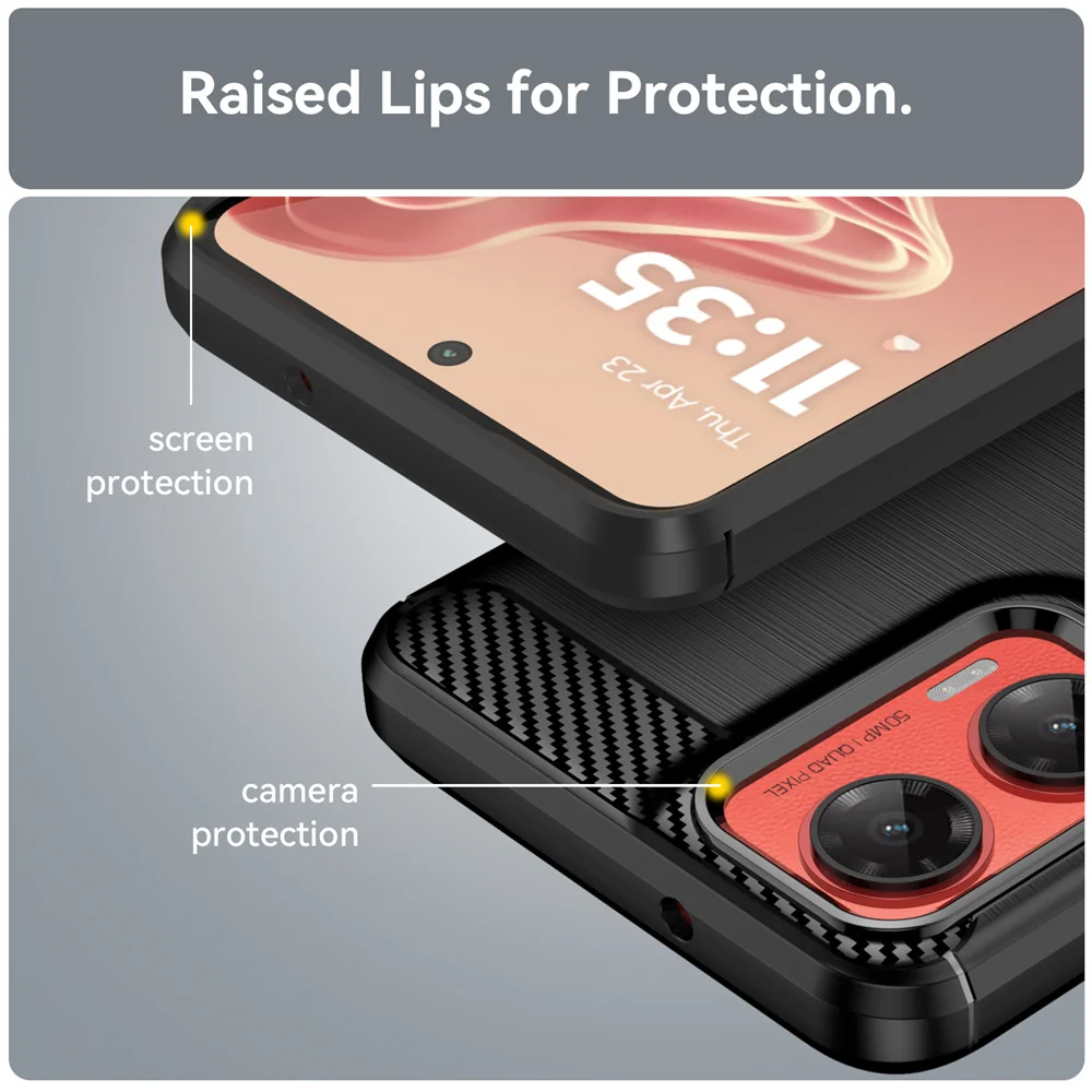 لموتورولا موتو G35 5G الفاخرة ألياف الكربون الجلد كامل لينة غطاء سيليكون الحال بالنسبة MotoG35 G 35 الحالات الهاتف