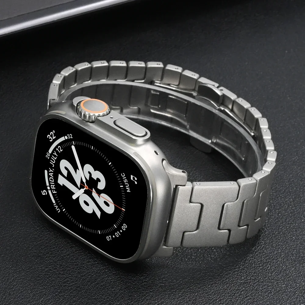 Titanium Band for Apple Watch 49mm 46mm 45mm 44mm Grand H Metal Strap for Series 10 9 8 7 6 5 4 SE Ultra Watchband Bracelet