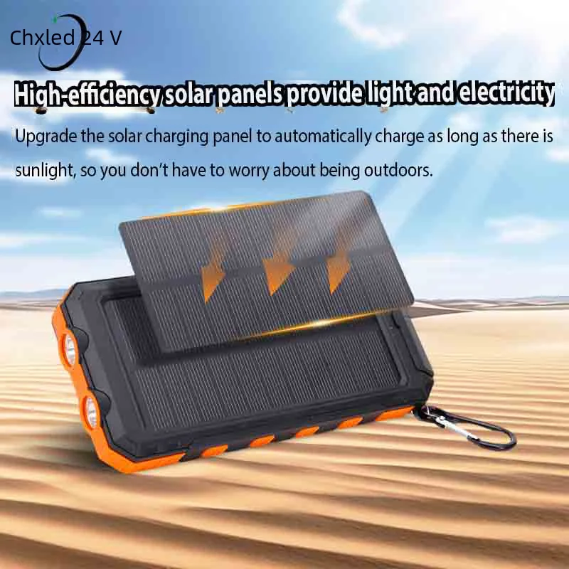 200000mAh Ultra-Large Capacity Power Bank Solar Wild Fishing Outdoor Camping Backup Power Portable With Compass Supply Rapid Cha